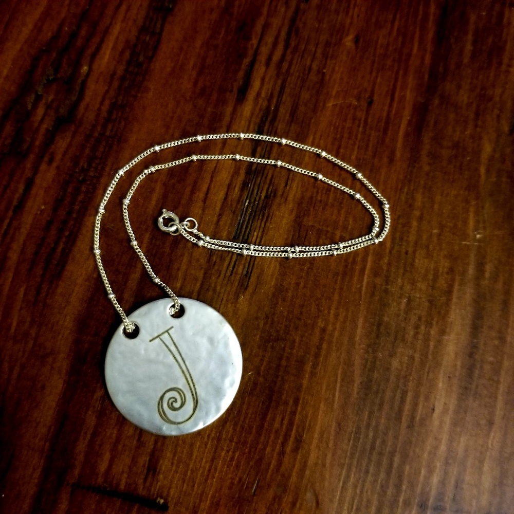 NWOT 'J' Monogram Necklace
